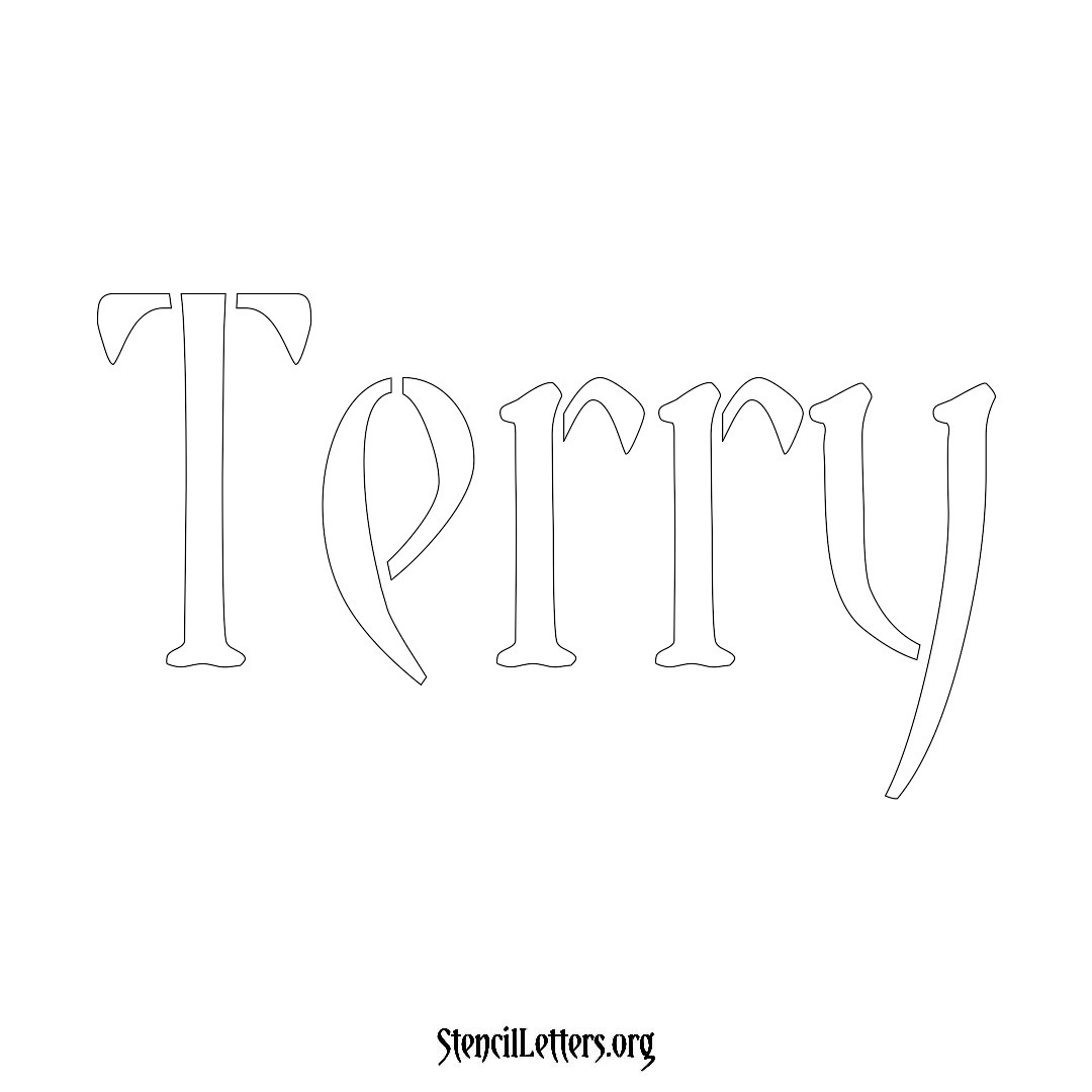 Terry name stencil in Vintage Brush Lettering