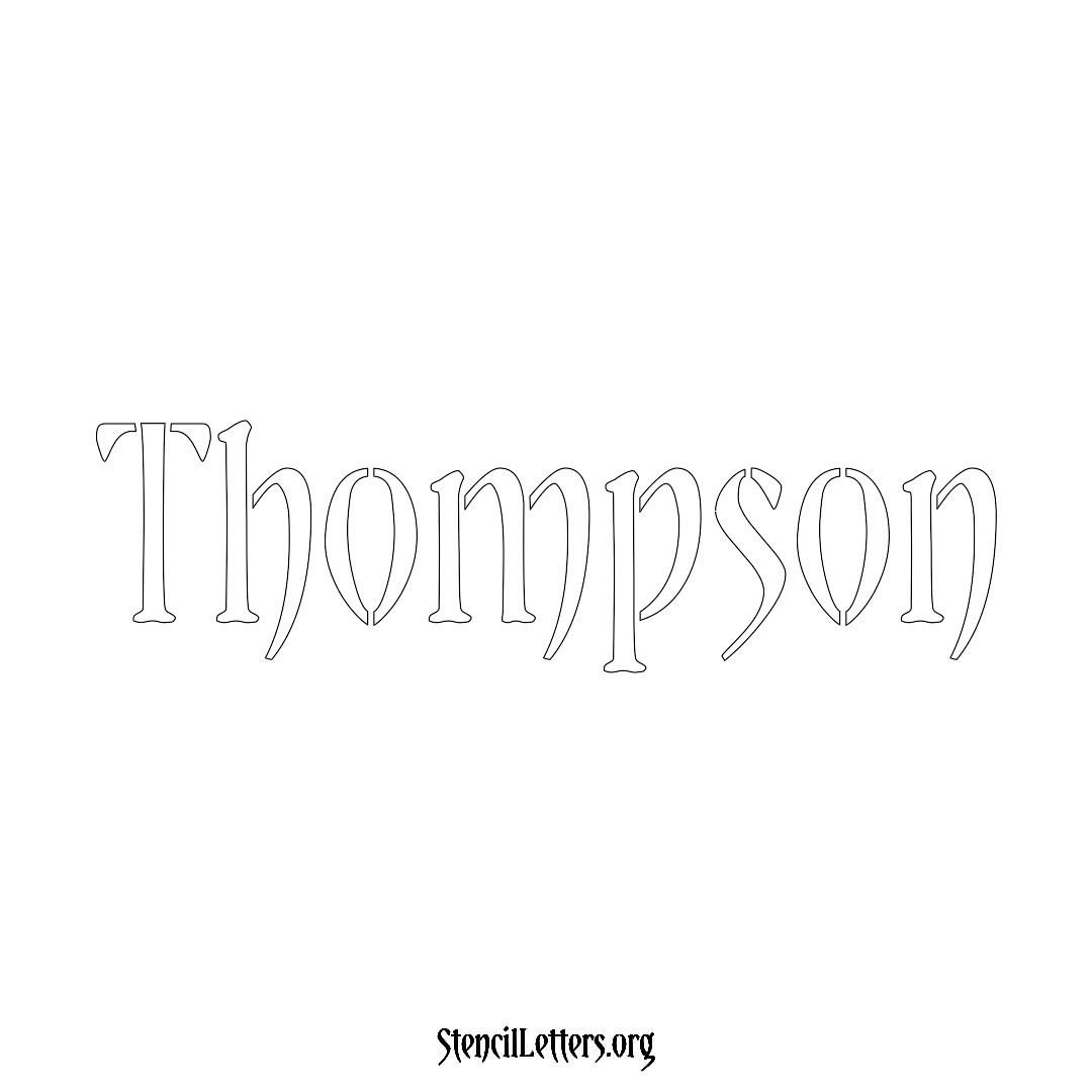 Thompson name stencil in Vintage Brush Lettering