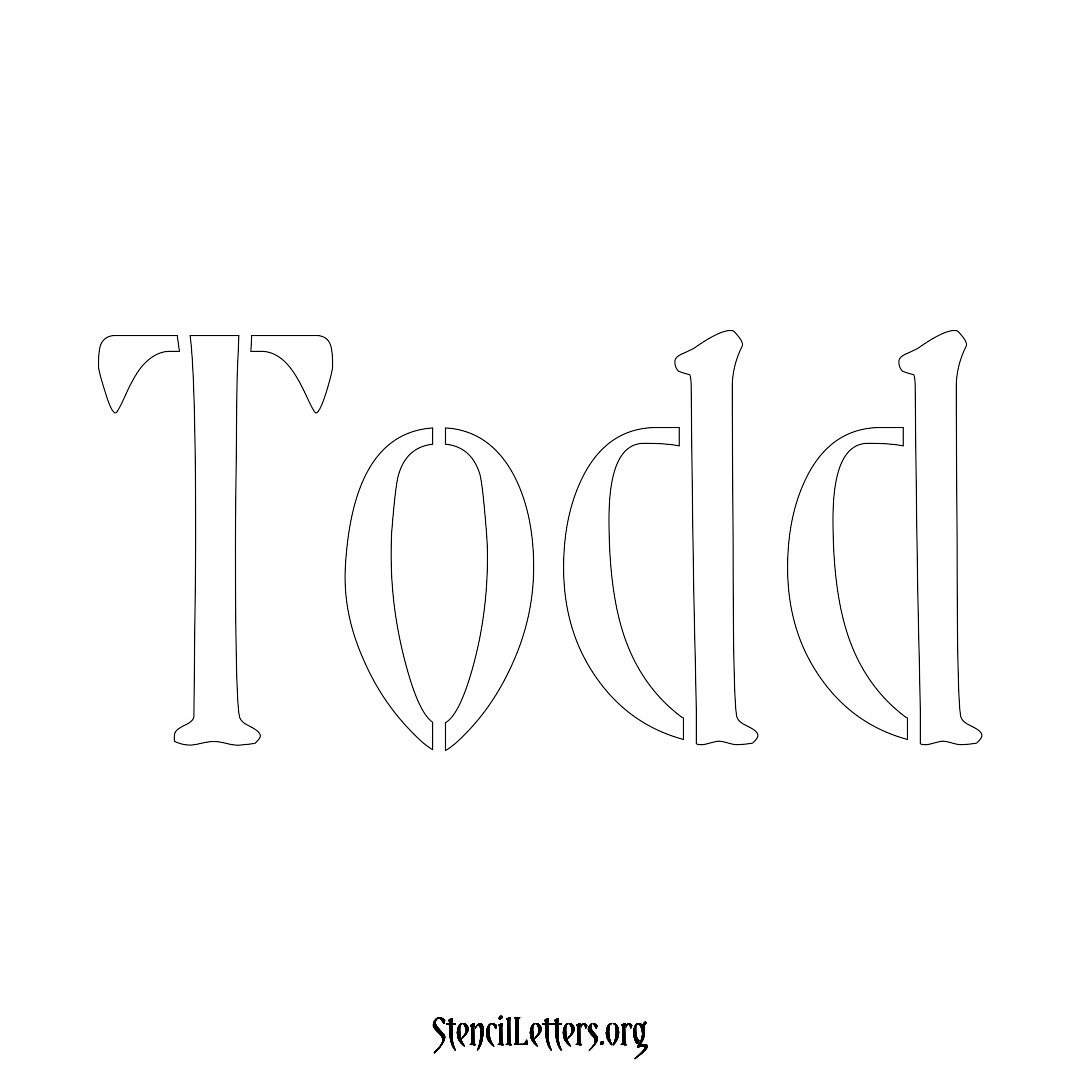 Todd name stencil in Vintage Brush Lettering