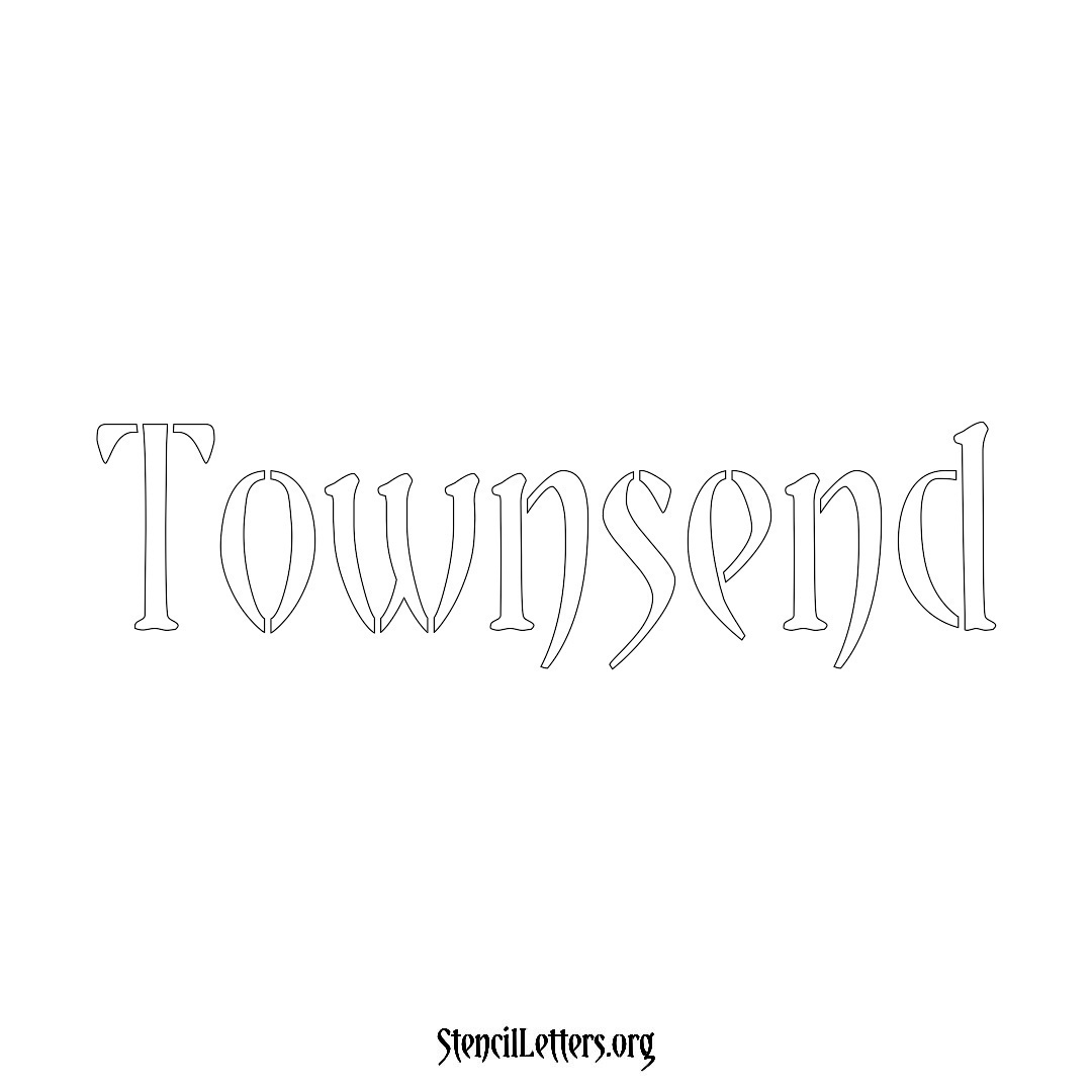 Townsend name stencil in Vintage Brush Lettering