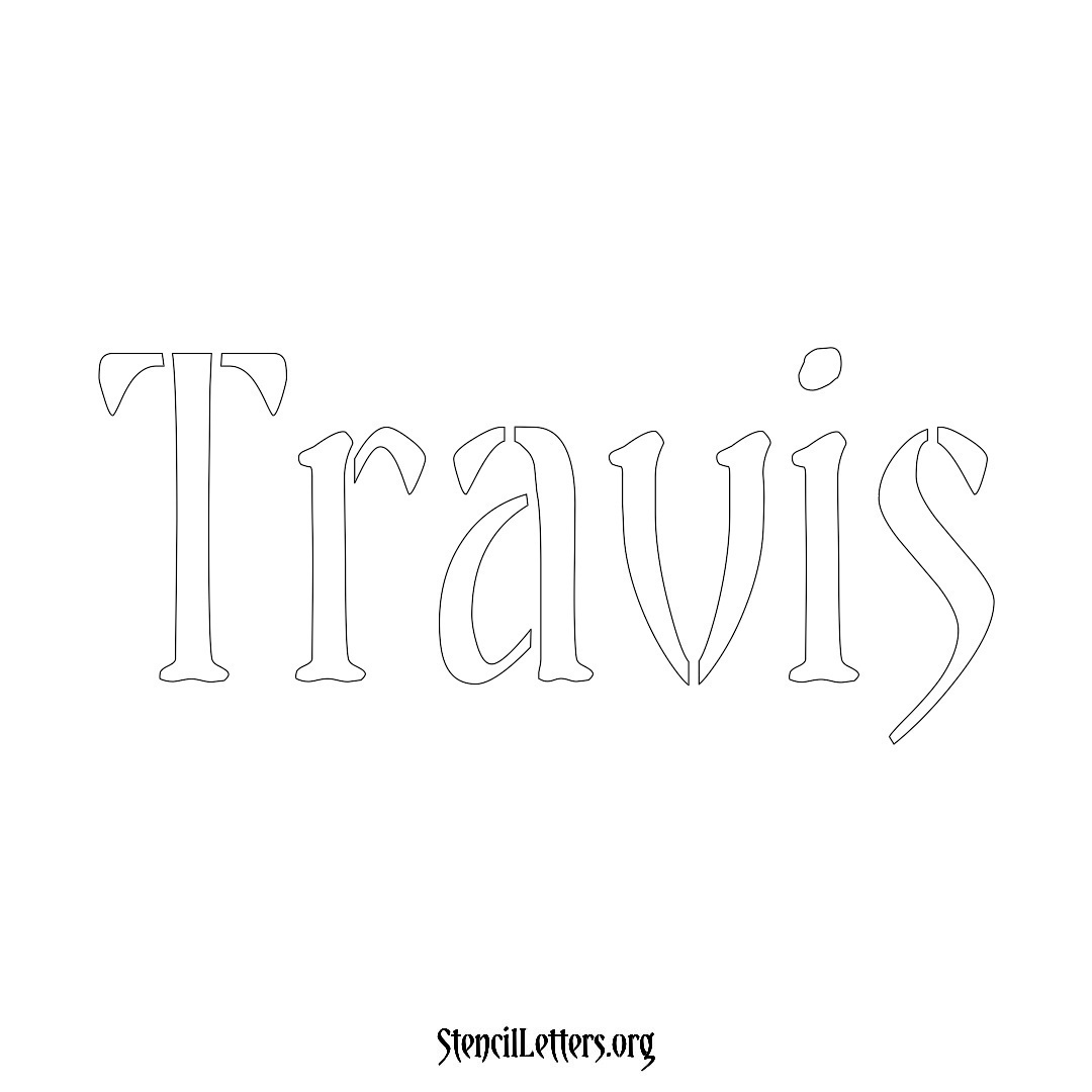 Travis name stencil in Vintage Brush Lettering