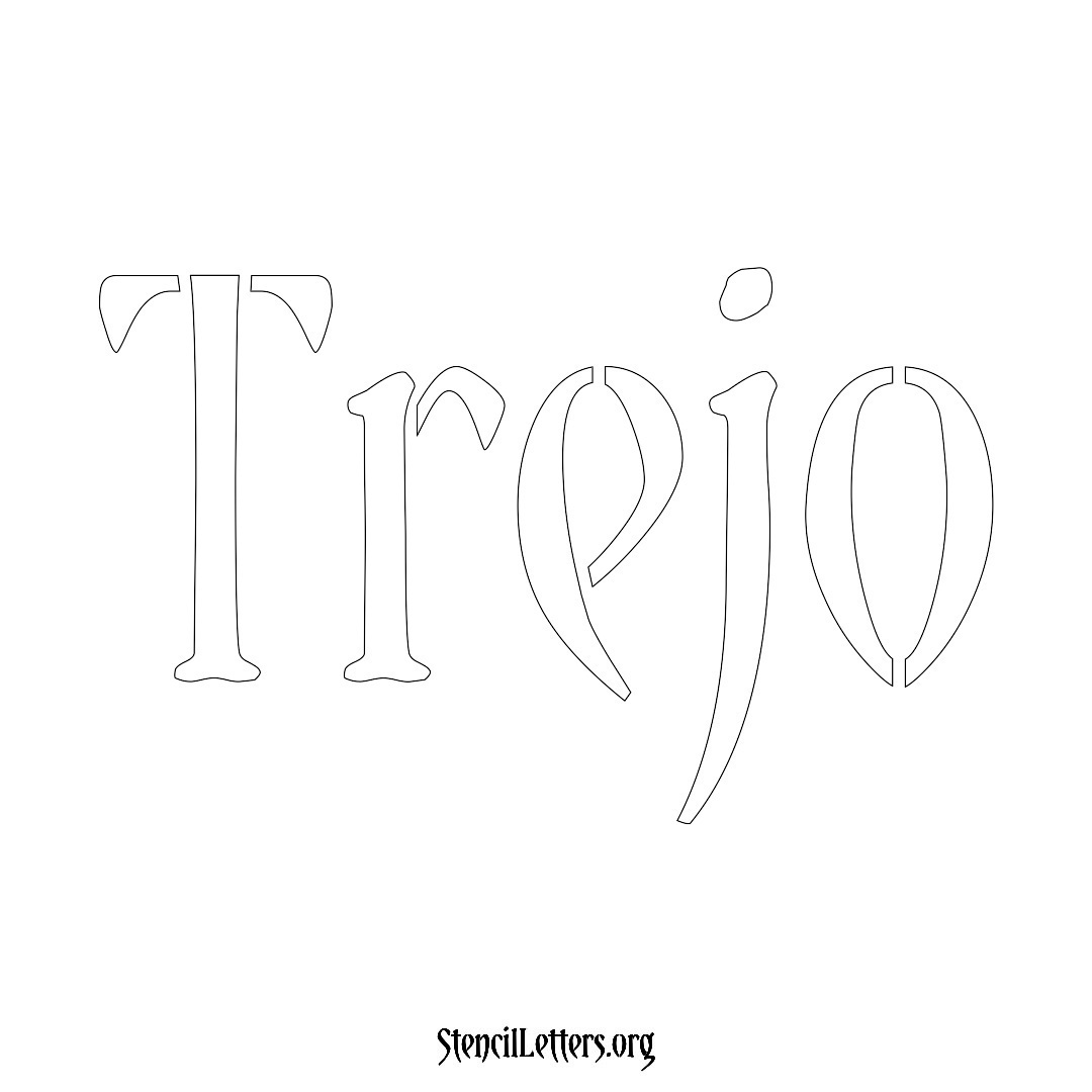 Trejo name stencil in Vintage Brush Lettering