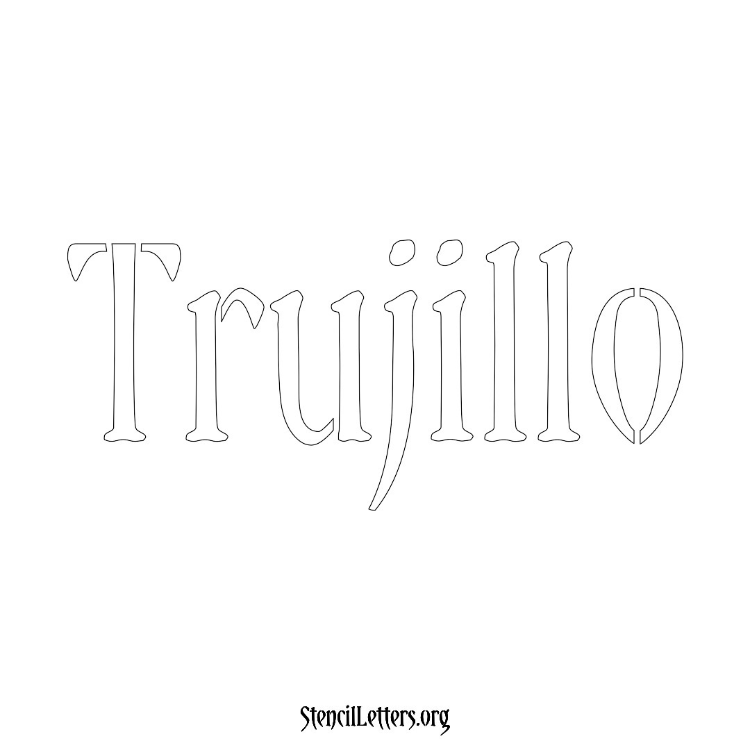 Trujillo name stencil in Vintage Brush Lettering