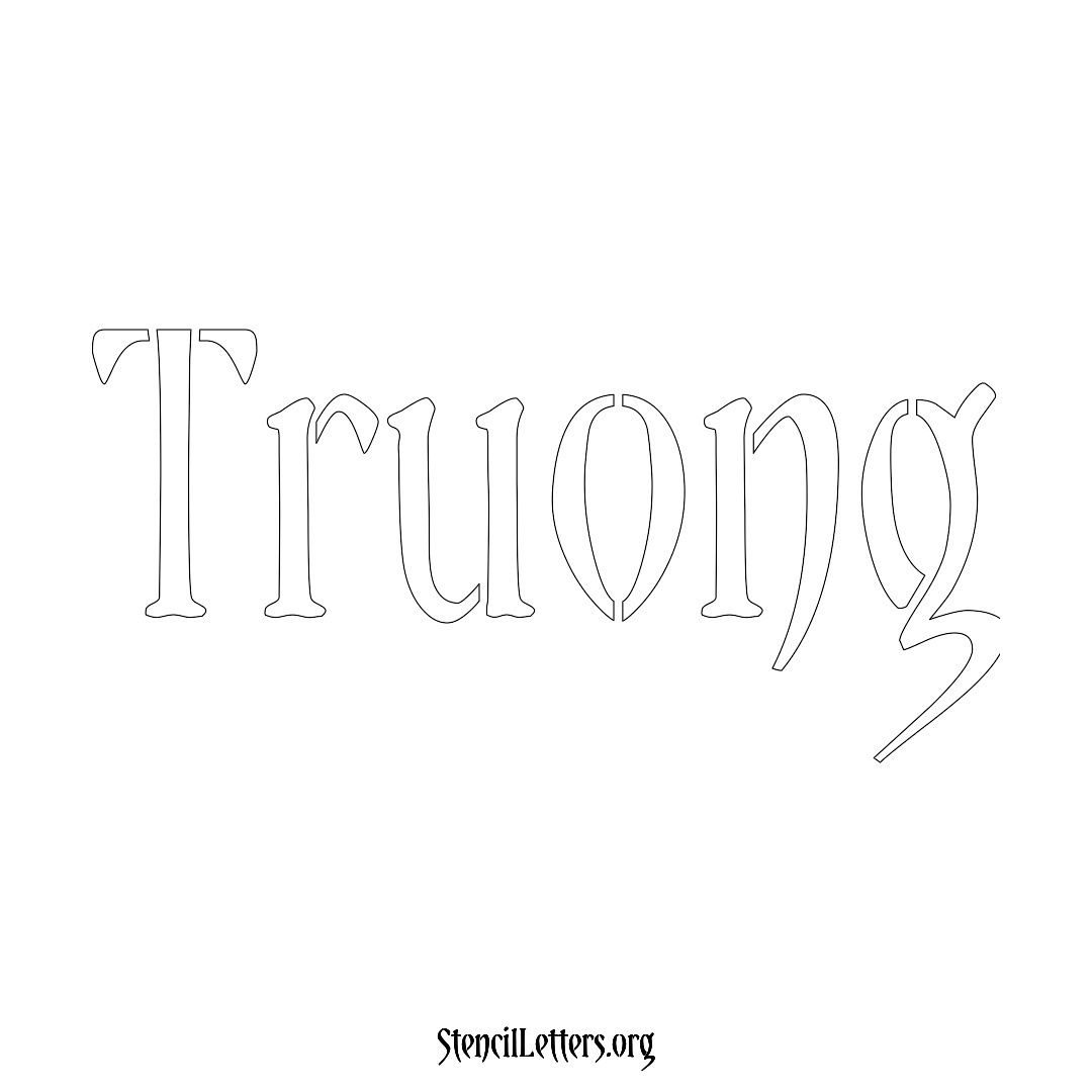 Truong name stencil in Vintage Brush Lettering