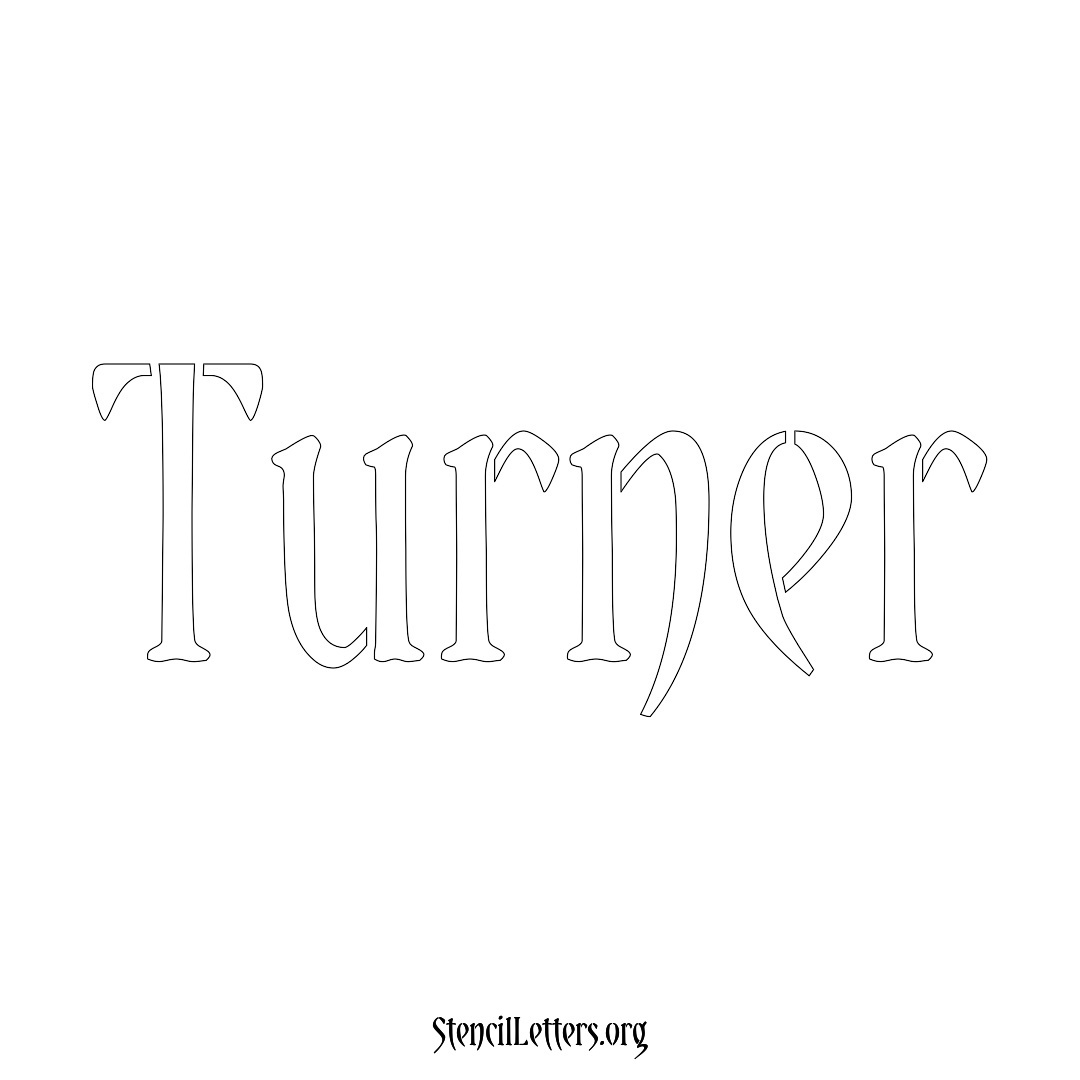 Turner name stencil in Vintage Brush Lettering