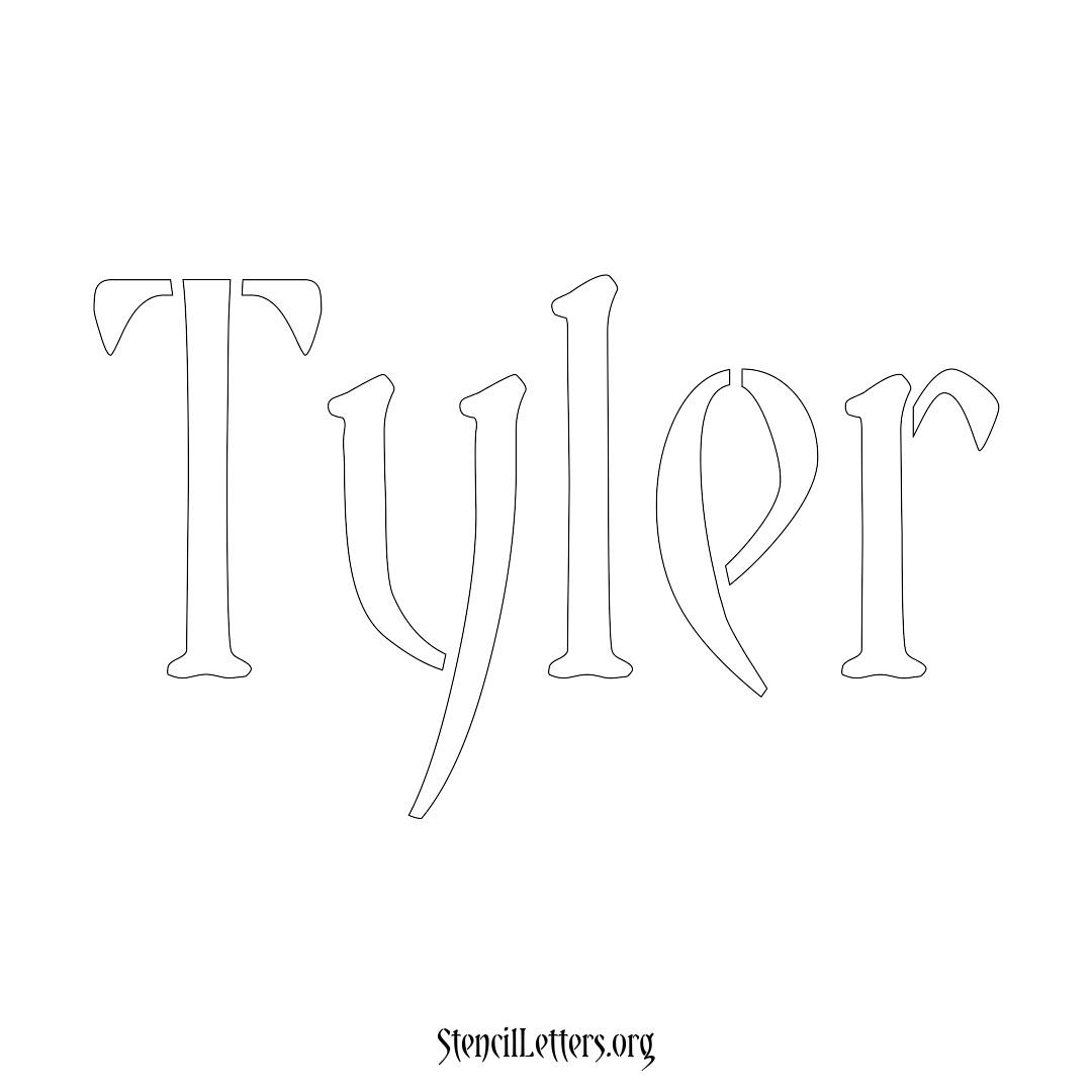 Tyler name stencil in Vintage Brush Lettering