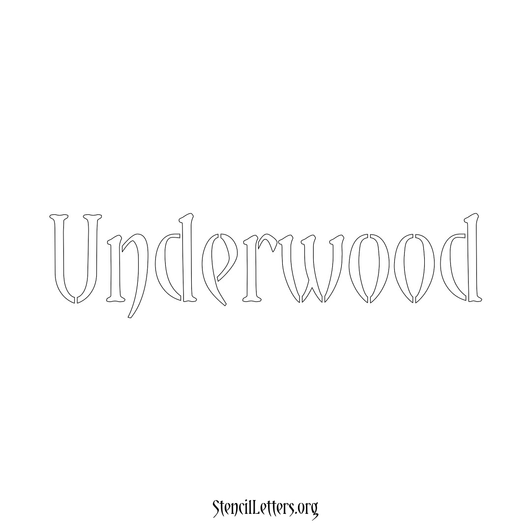 Underwood name stencil in Vintage Brush Lettering