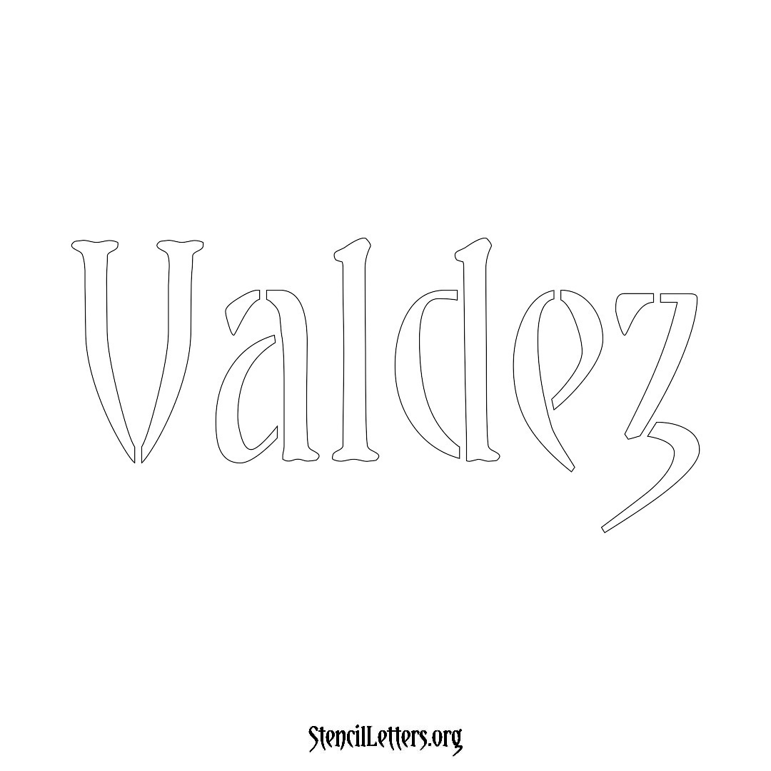 Valdez name stencil in Vintage Brush Lettering