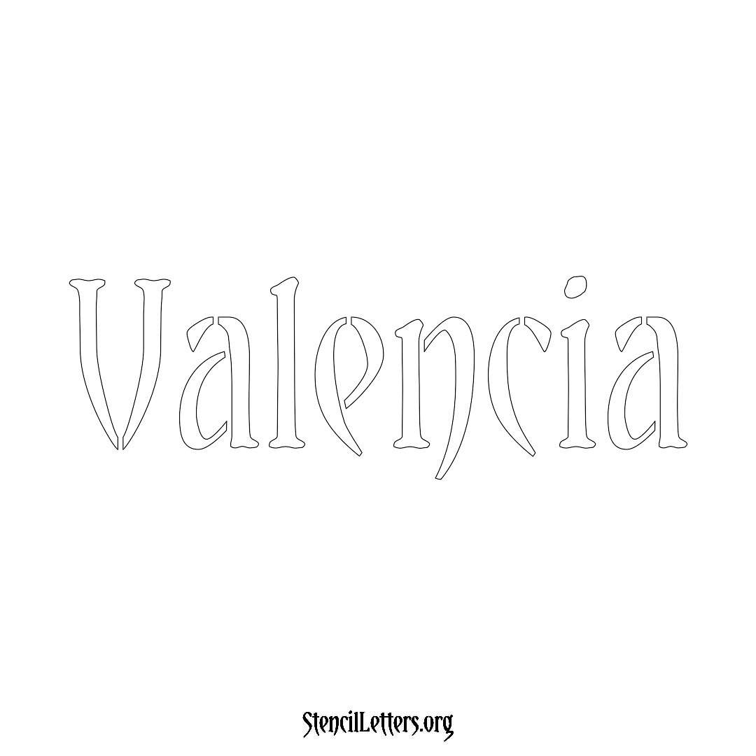 Valencia name stencil in Vintage Brush Lettering