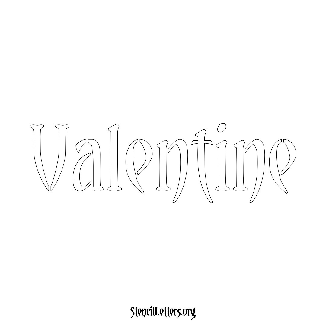 Valentine name stencil in Vintage Brush Lettering