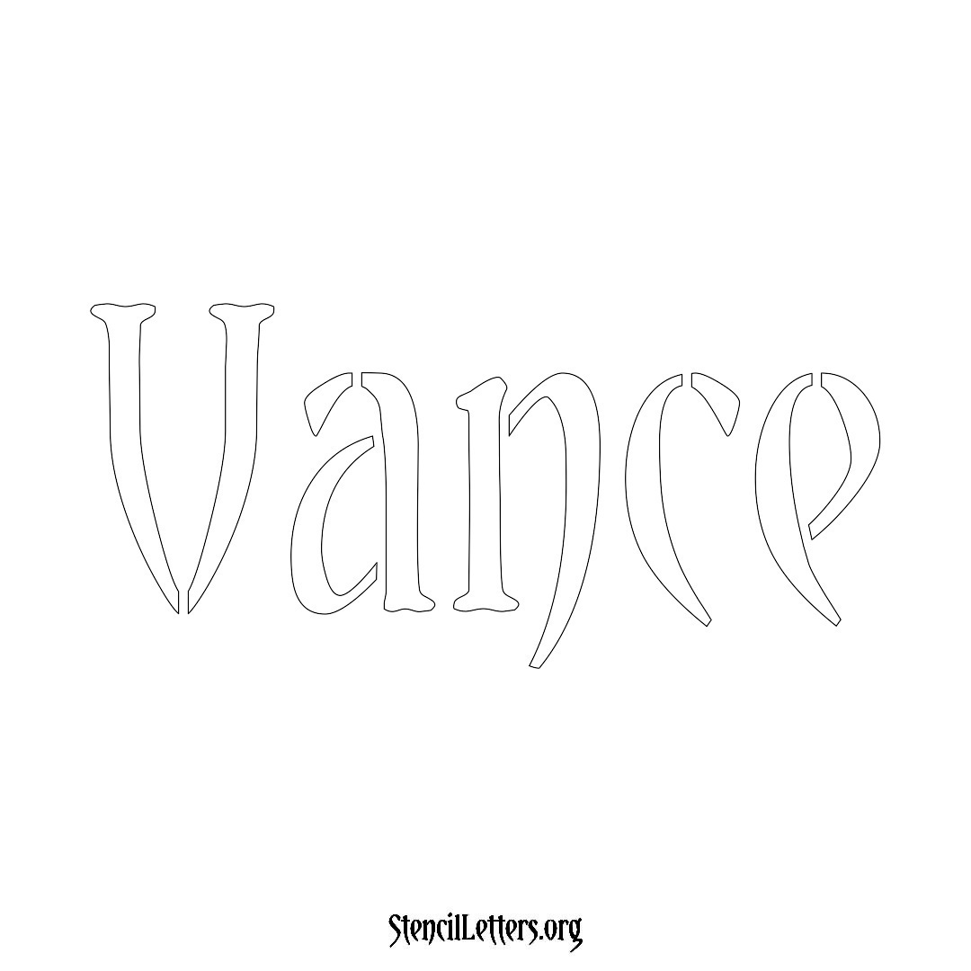 Vance name stencil in Vintage Brush Lettering