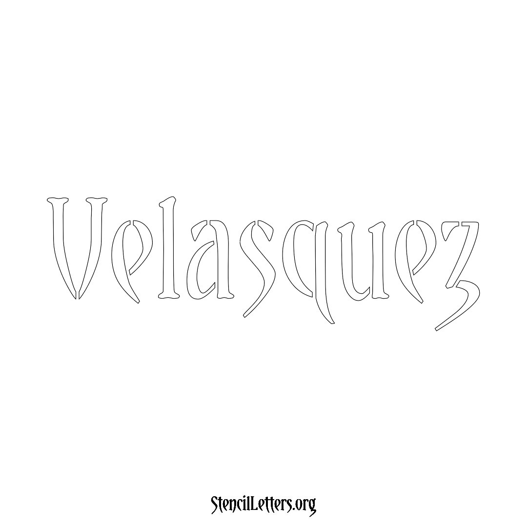 Velasquez name stencil in Vintage Brush Lettering