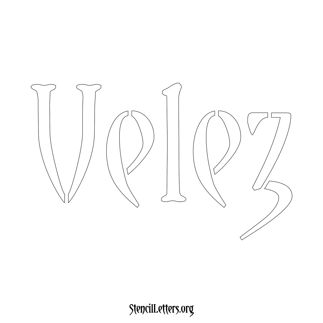 Velez name stencil in Vintage Brush Lettering