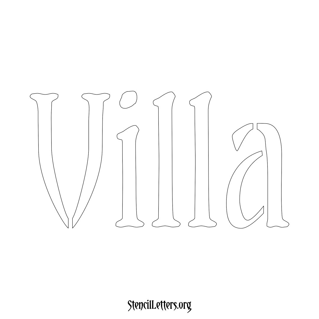 Villa name stencil in Vintage Brush Lettering