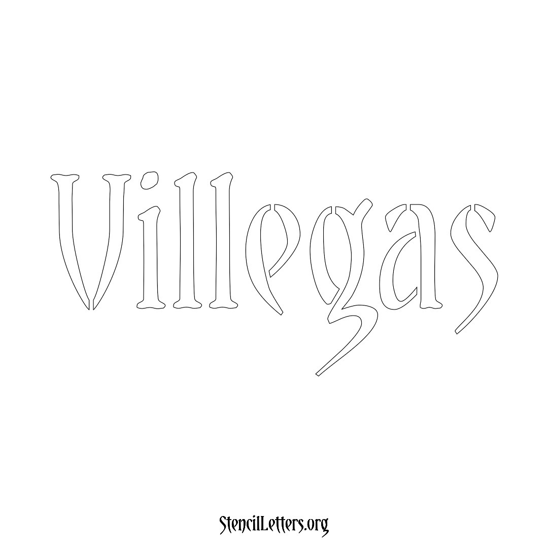 Villegas name stencil in Vintage Brush Lettering