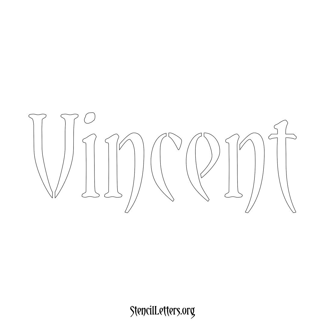 Vincent name stencil in Vintage Brush Lettering