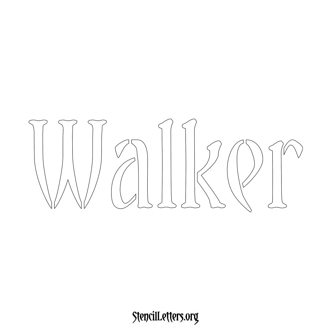 Walker name stencil in Vintage Brush Lettering