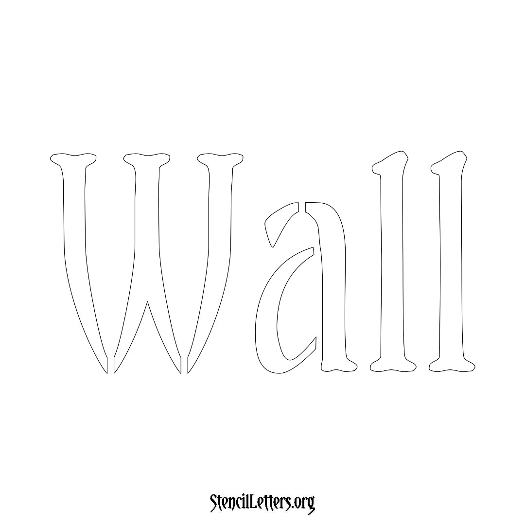 Wall name stencil in Vintage Brush Lettering