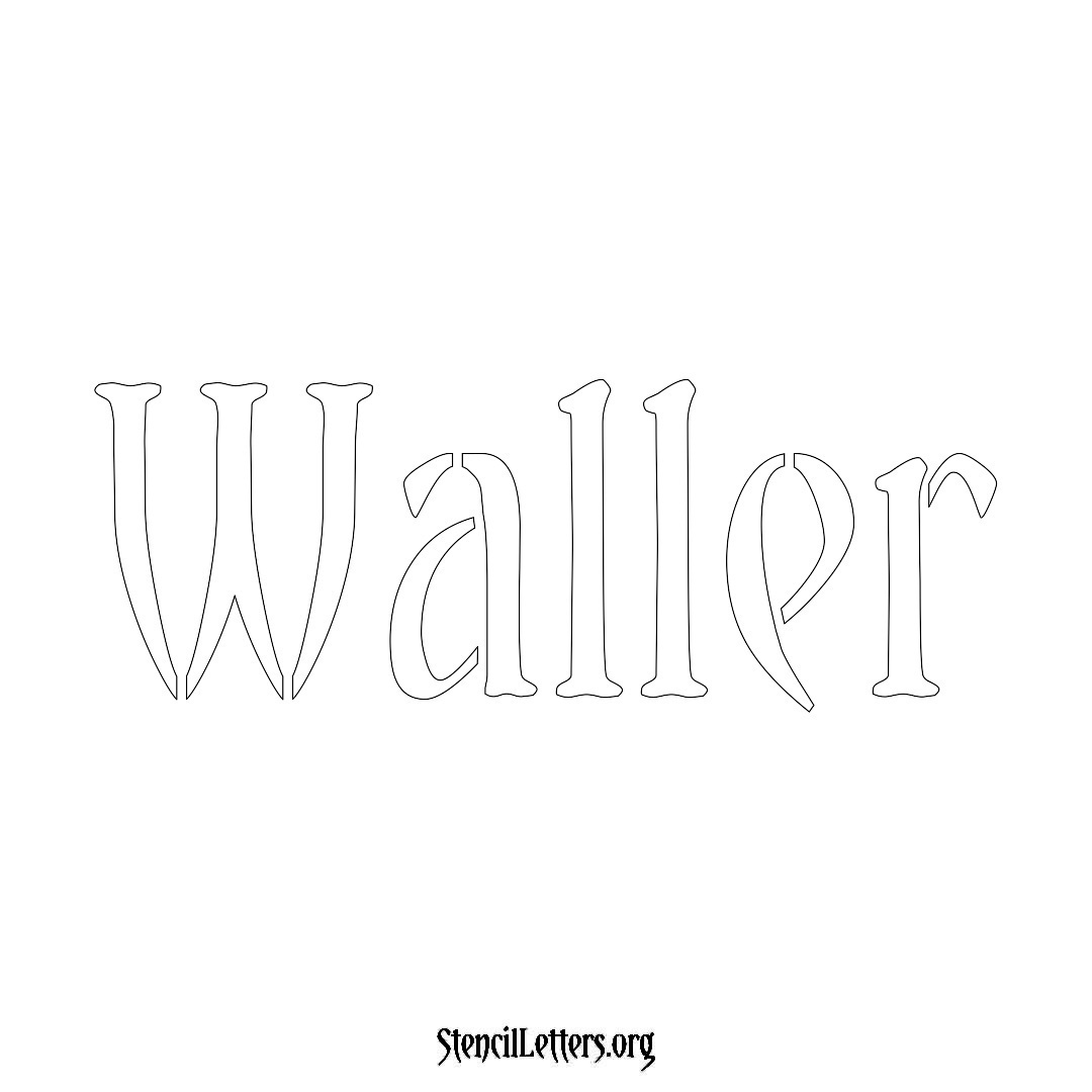 Waller name stencil in Vintage Brush Lettering