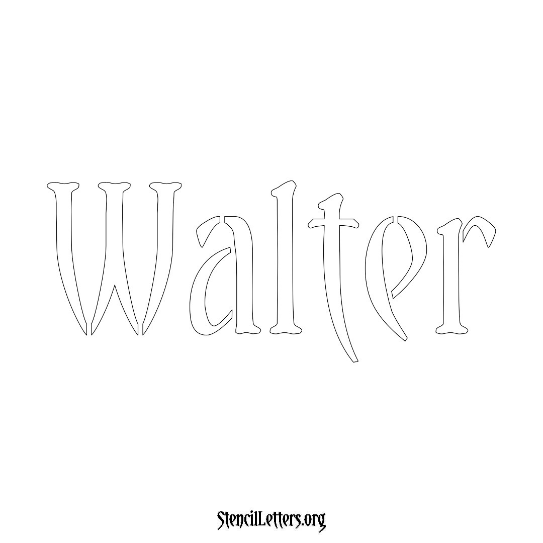 Walter name stencil in Vintage Brush Lettering