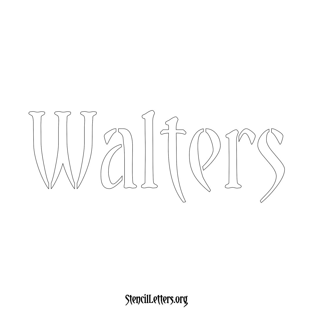 Walters name stencil in Vintage Brush Lettering