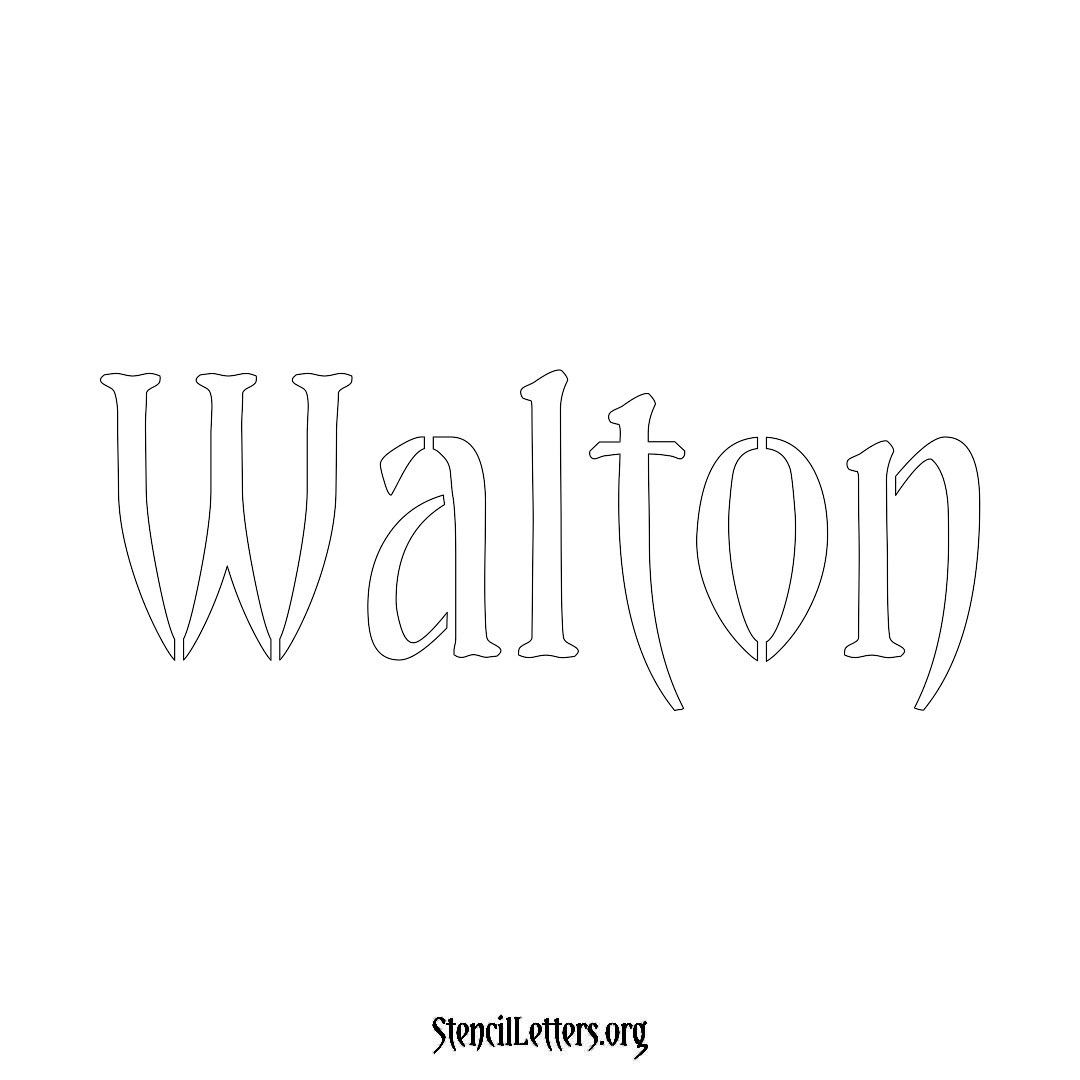 Walton name stencil in Vintage Brush Lettering