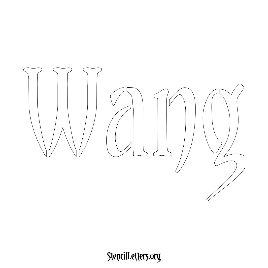 Wang name stencil in Vintage Brush Lettering