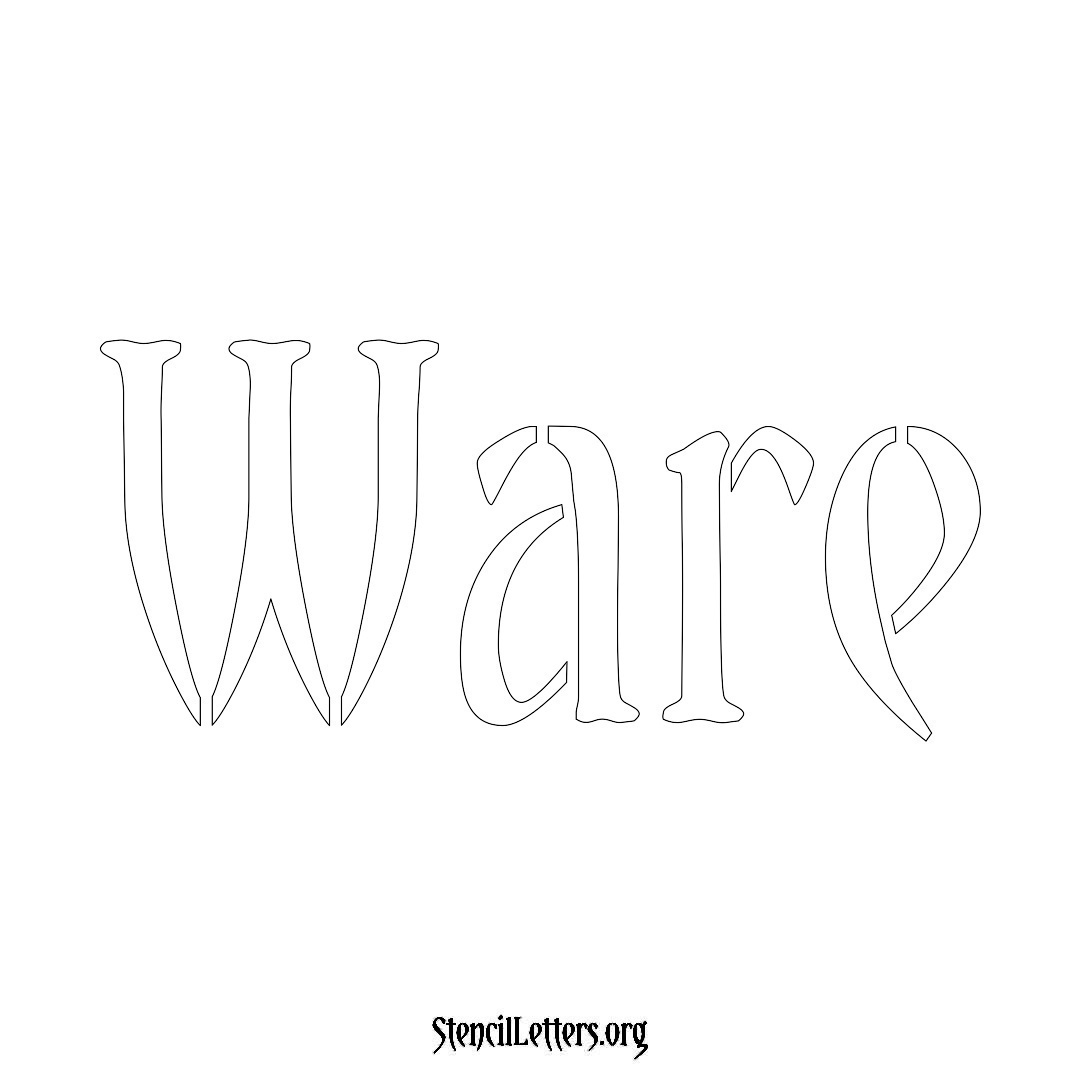 Ware name stencil in Vintage Brush Lettering
