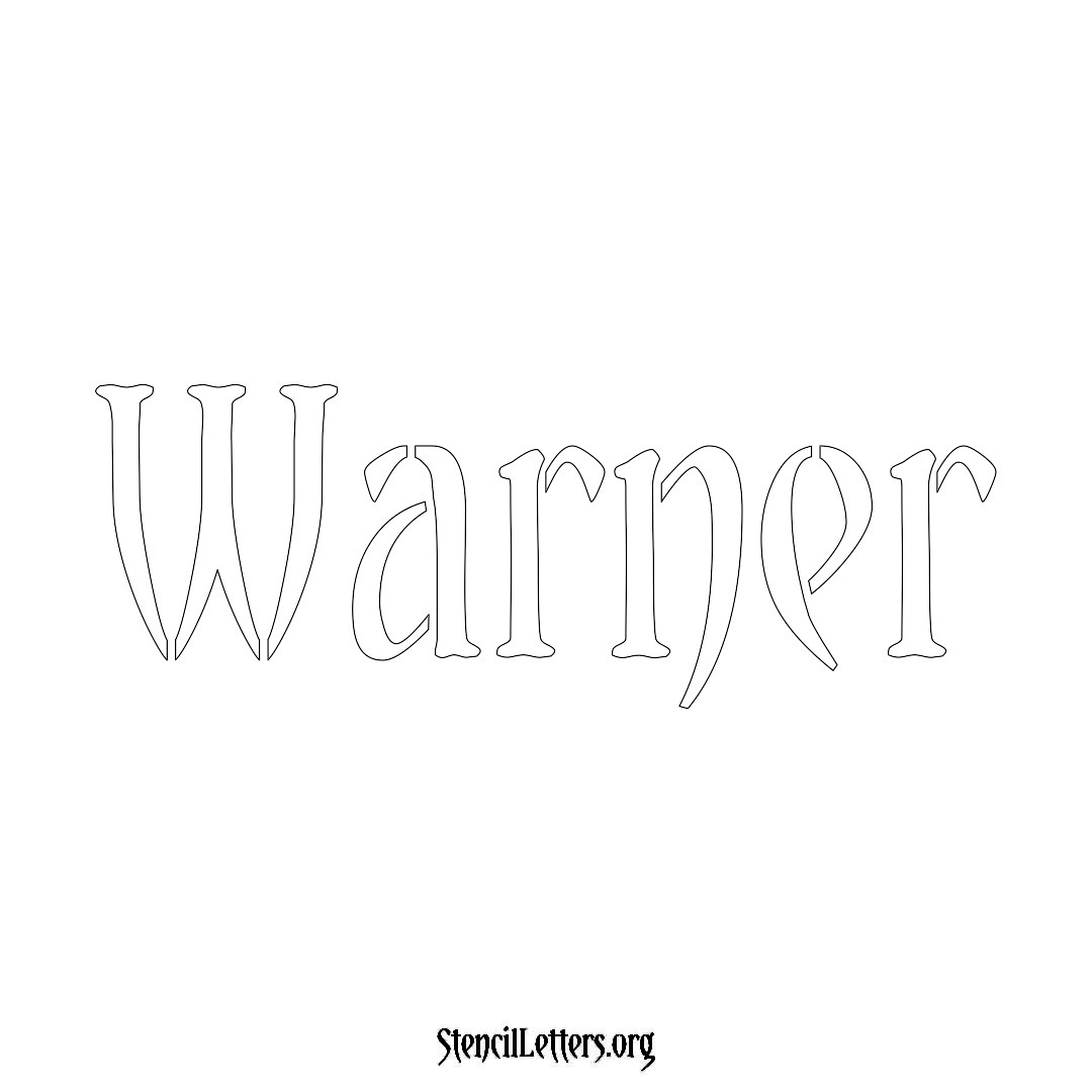 Warner name stencil in Vintage Brush Lettering