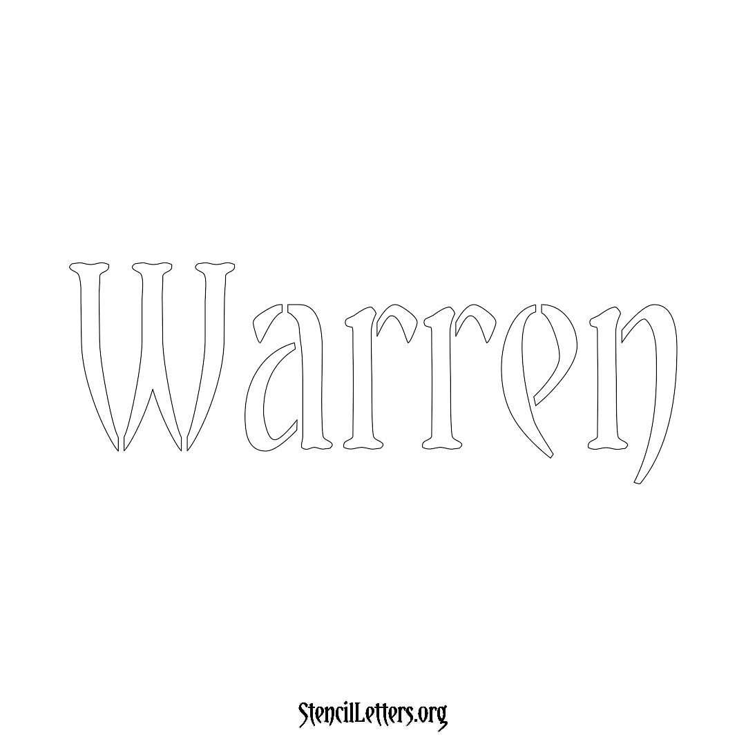 Warren name stencil in Vintage Brush Lettering
