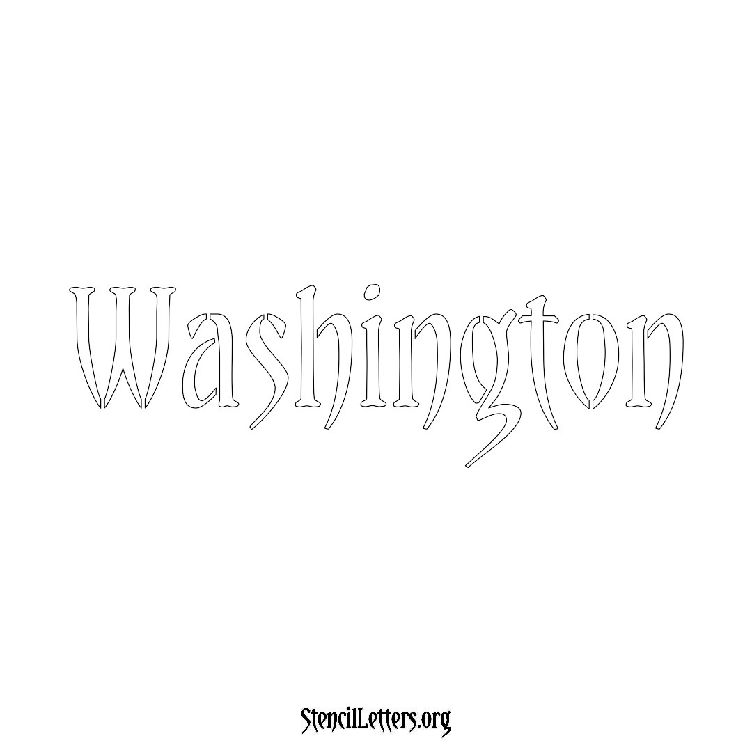 Washington name stencil in Vintage Brush Lettering