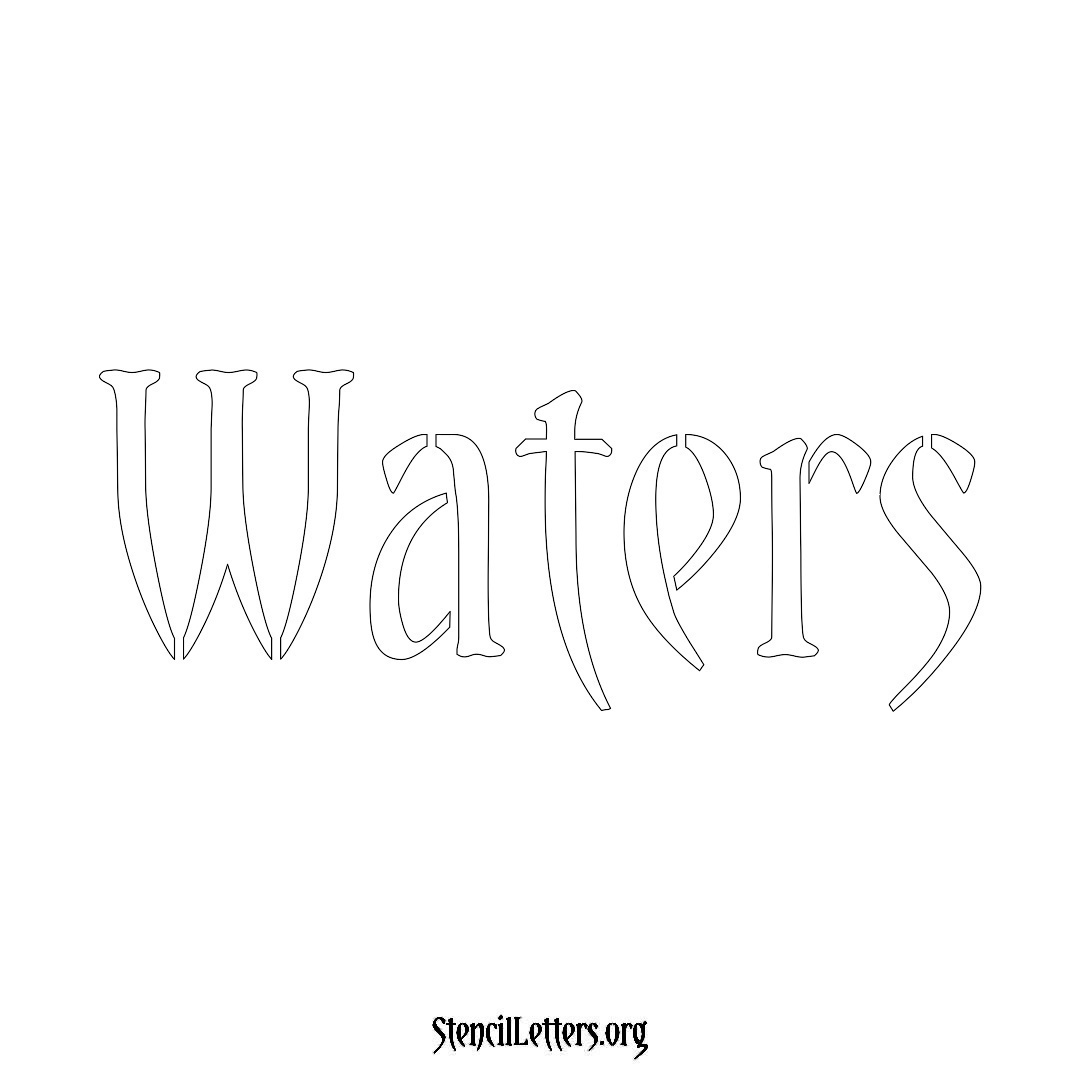 Waters name stencil in Vintage Brush Lettering