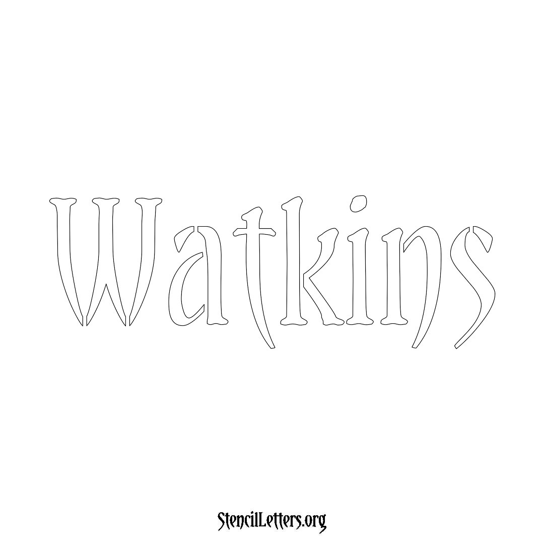 Watkins name stencil in Vintage Brush Lettering
