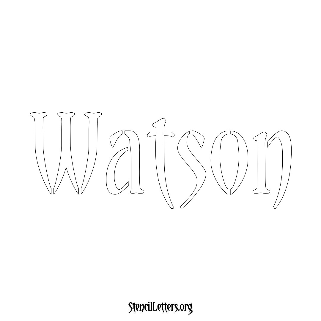 Watson name stencil in Vintage Brush Lettering