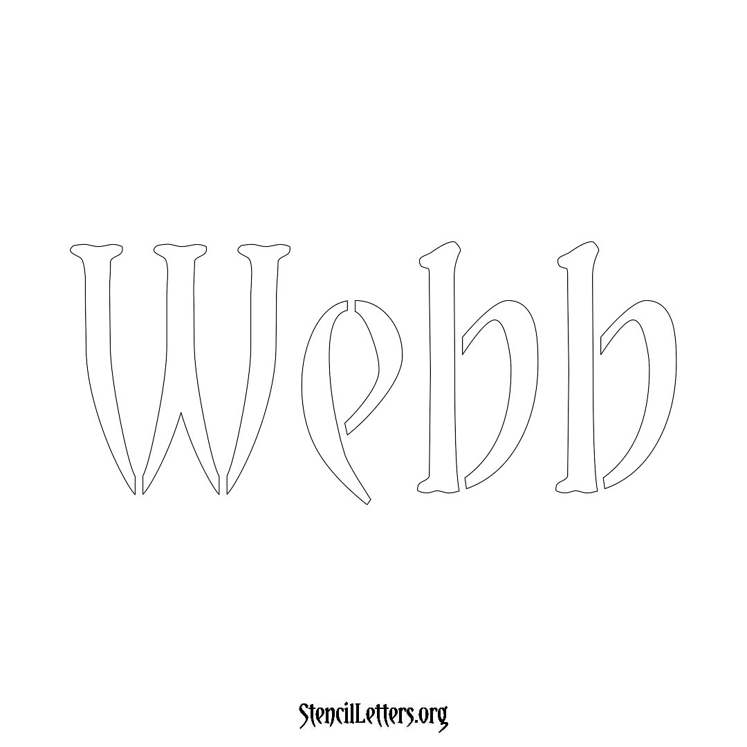 Webb name stencil in Vintage Brush Lettering