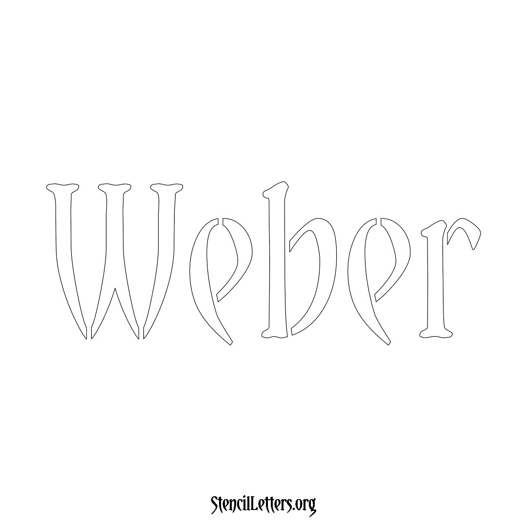 Weber name stencil in Vintage Brush Lettering