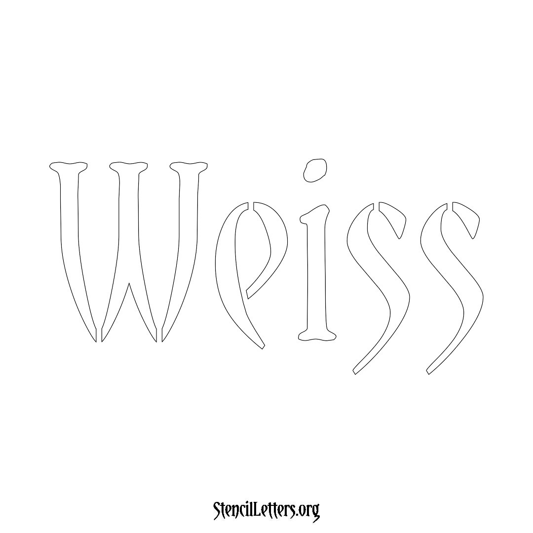 Weiss name stencil in Vintage Brush Lettering