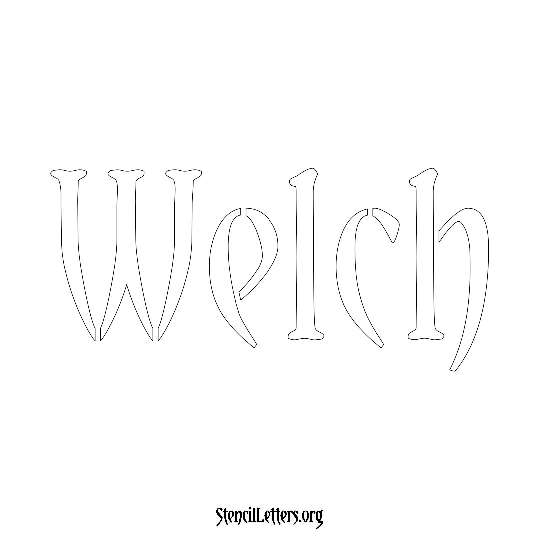 Welch name stencil in Vintage Brush Lettering