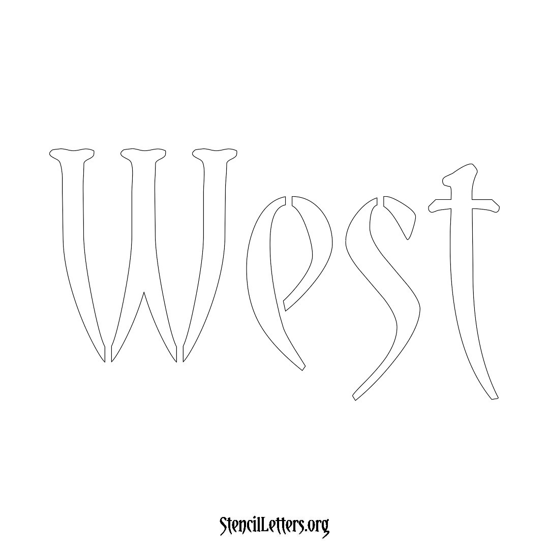 West name stencil in Vintage Brush Lettering