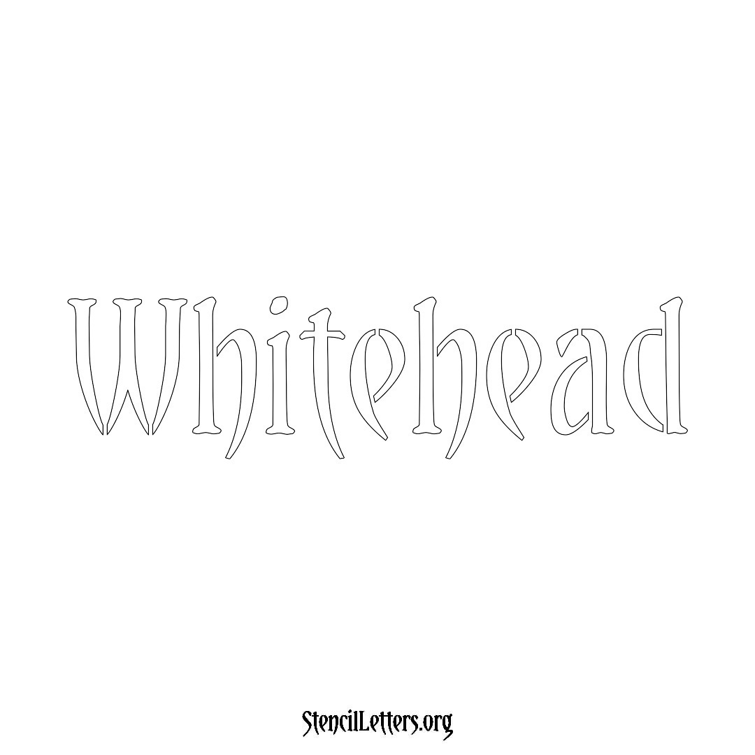 Whitehead name stencil in Vintage Brush Lettering