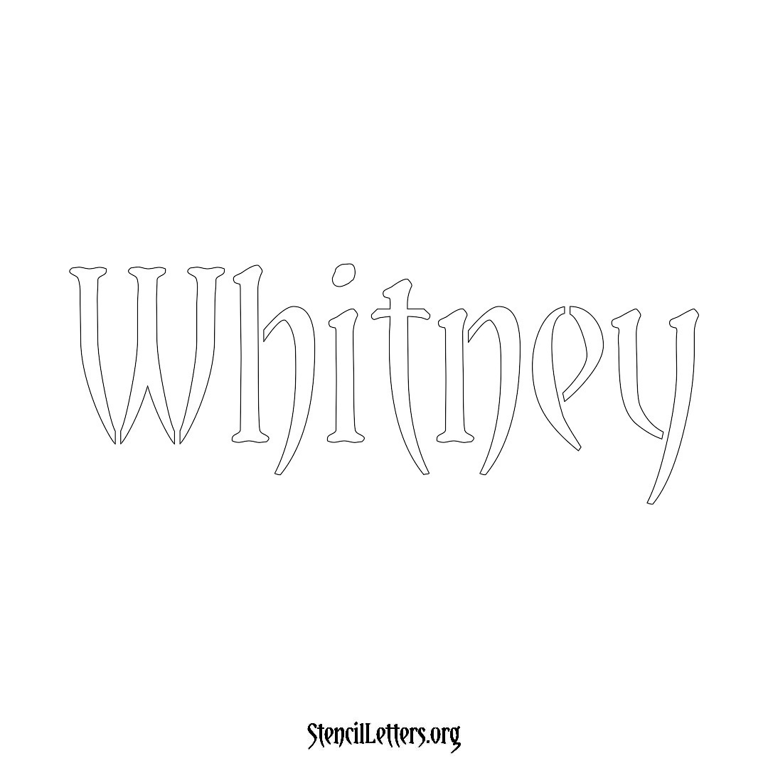 Whitney name stencil in Vintage Brush Lettering