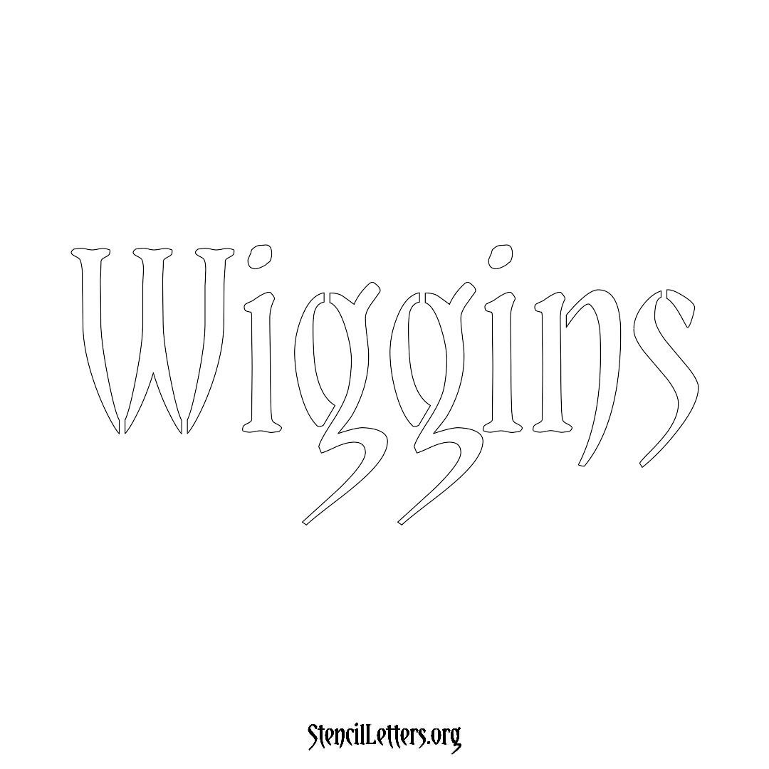 Wiggins name stencil in Vintage Brush Lettering