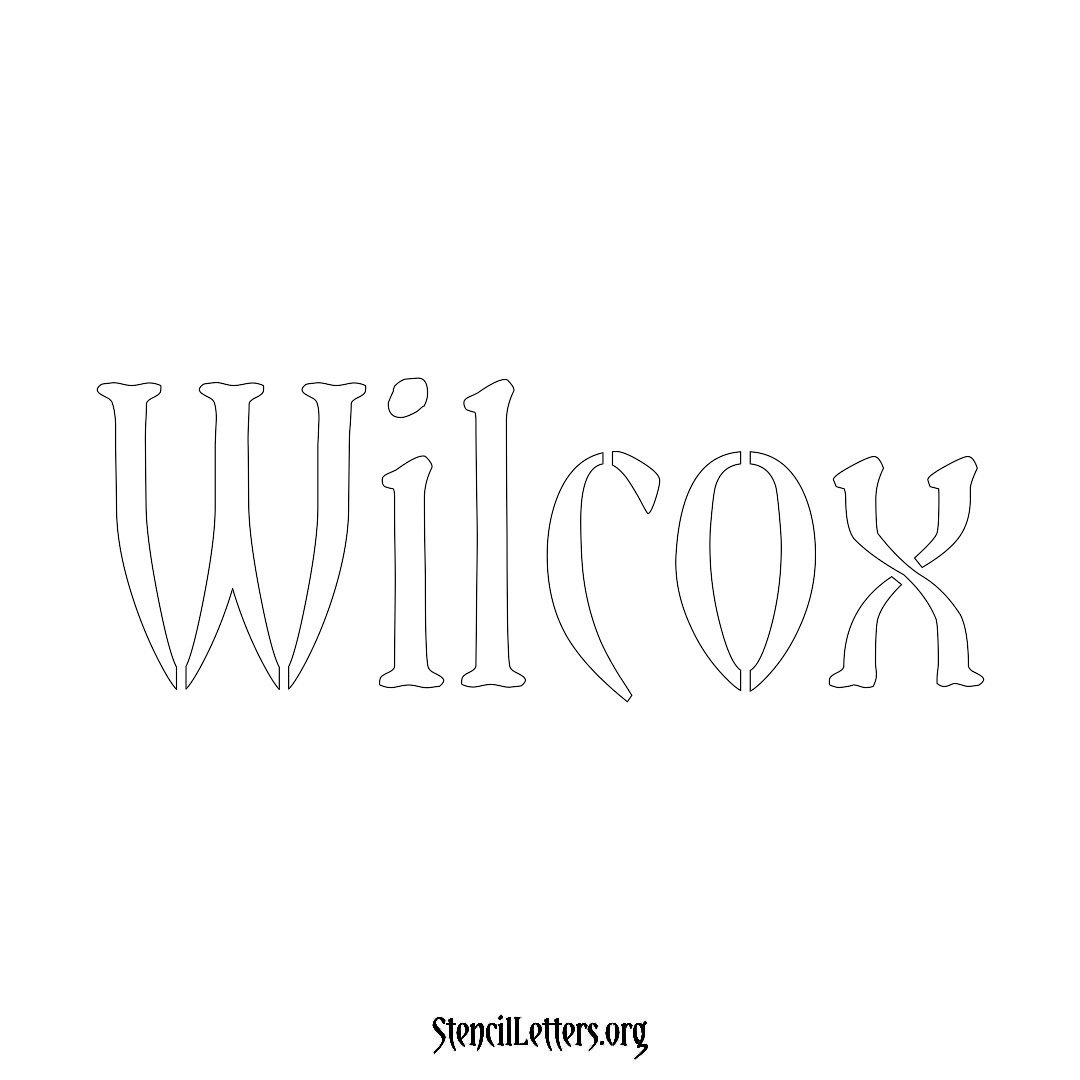 Wilcox name stencil in Vintage Brush Lettering