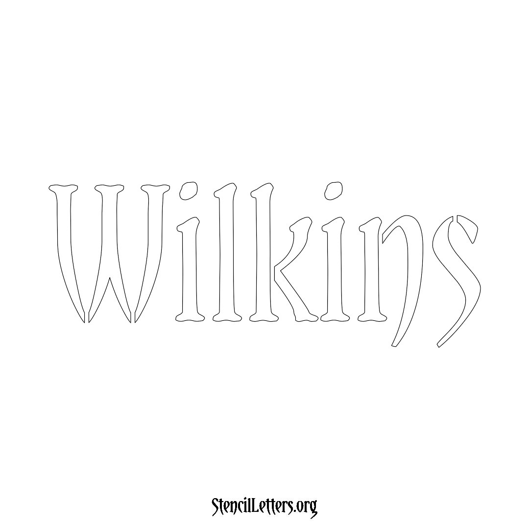 Wilkins name stencil in Vintage Brush Lettering