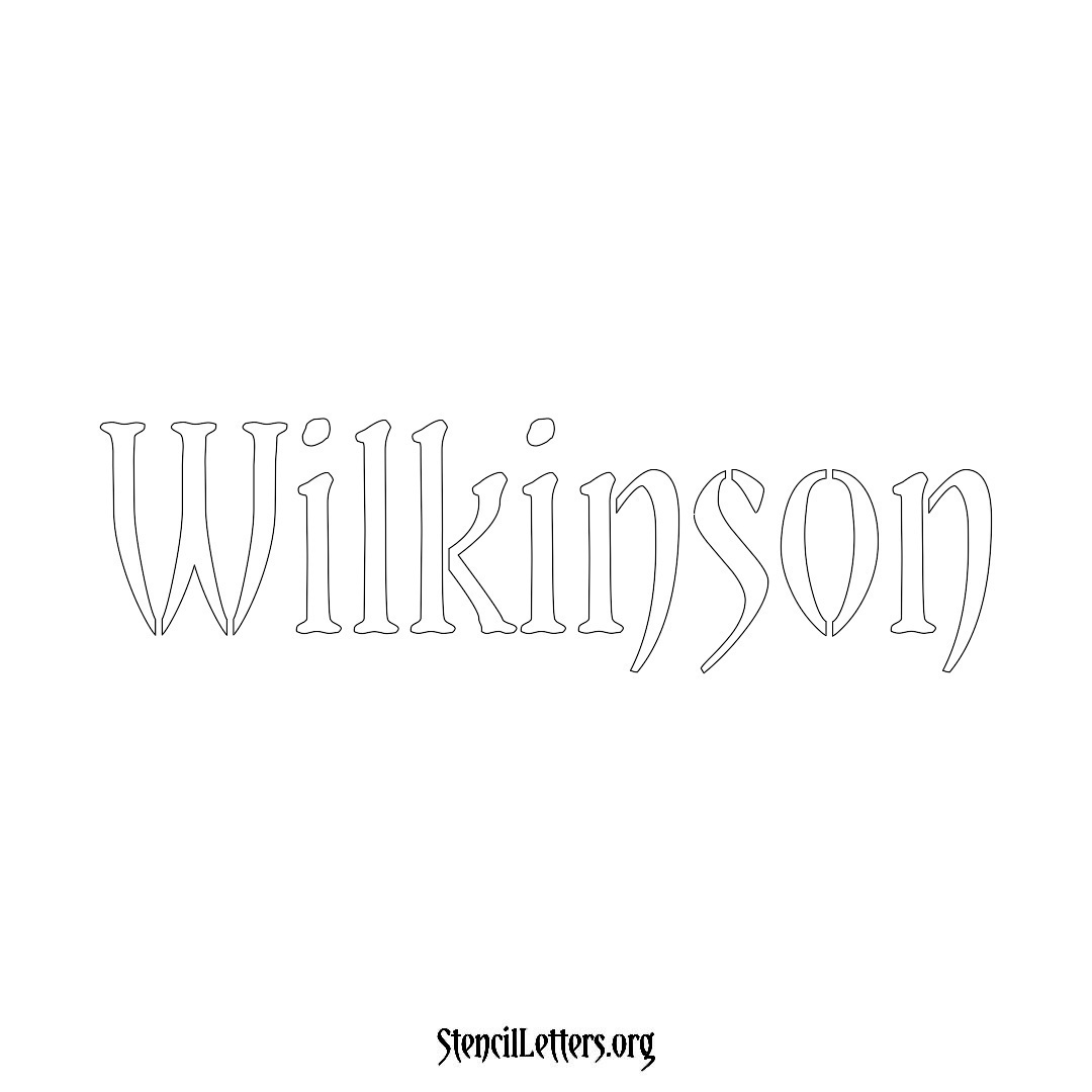 Wilkinson name stencil in Vintage Brush Lettering
