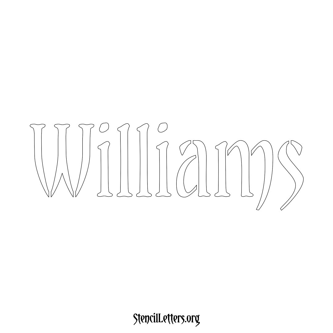 Williams name stencil in Vintage Brush Lettering
