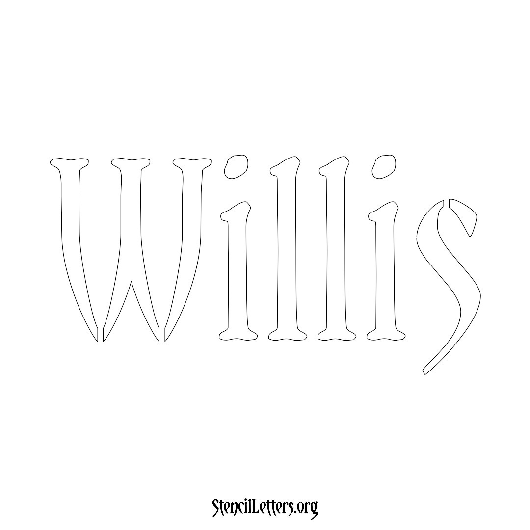 Willis name stencil in Vintage Brush Lettering
