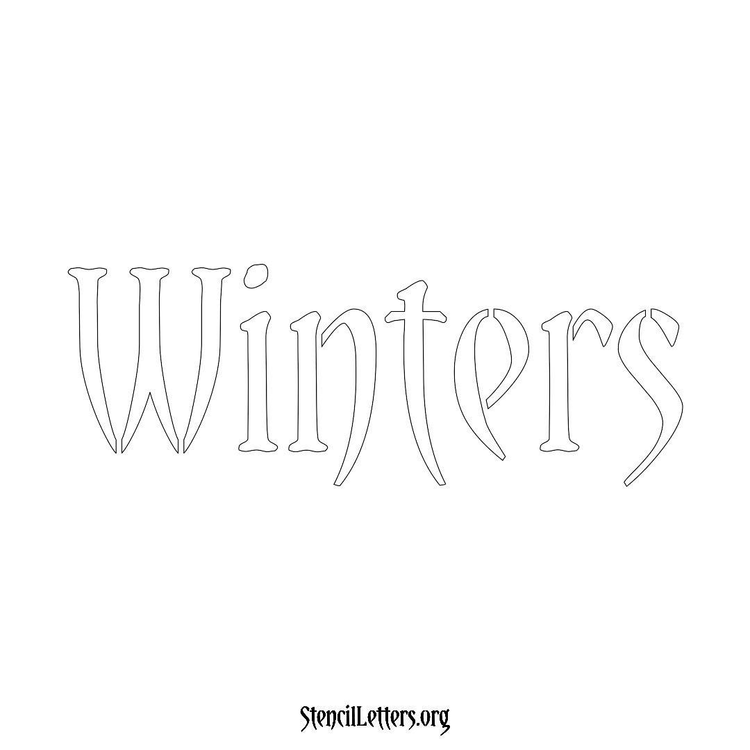 Winters name stencil in Vintage Brush Lettering