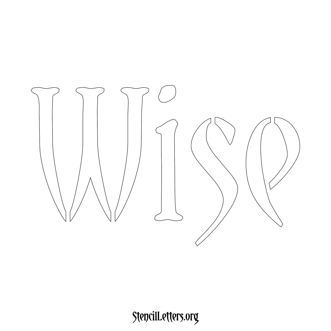 Wise name stencil in Vintage Brush Lettering