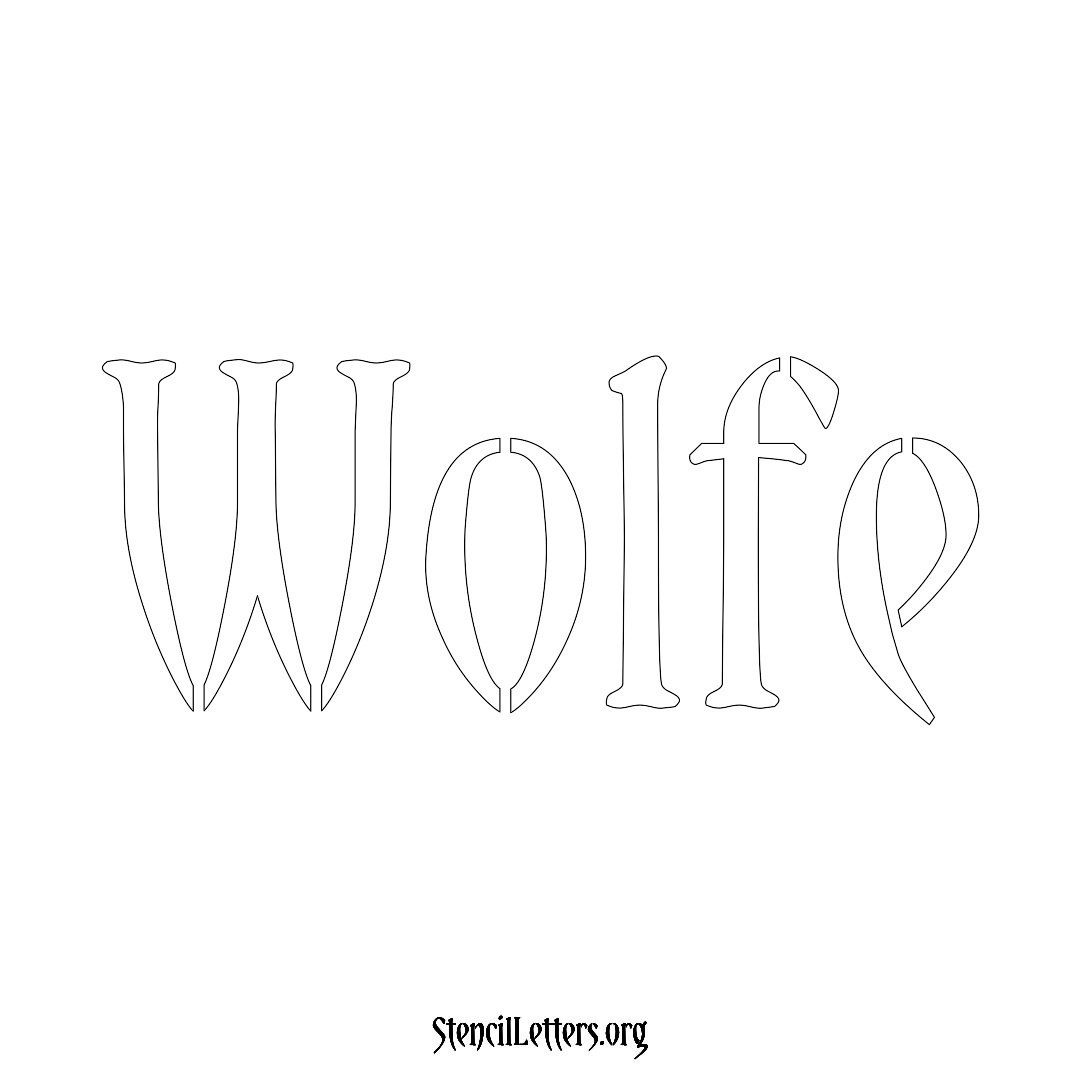 Wolfe name stencil in Vintage Brush Lettering